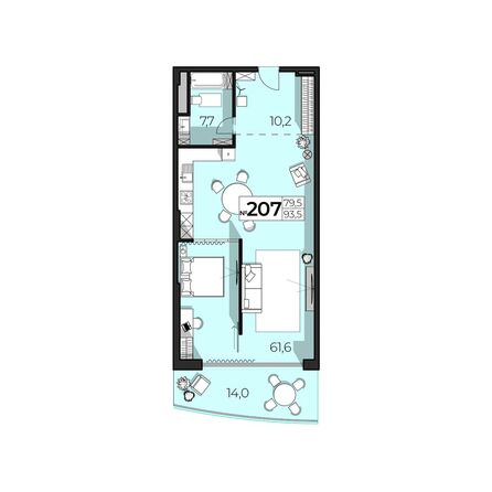 Планировка 2-комн 93,5 м²