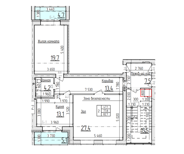 Планировка 2-комн 82,7 м²
