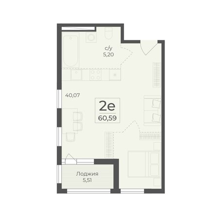 Планировка 2-комн 60,59, 60,6 м²