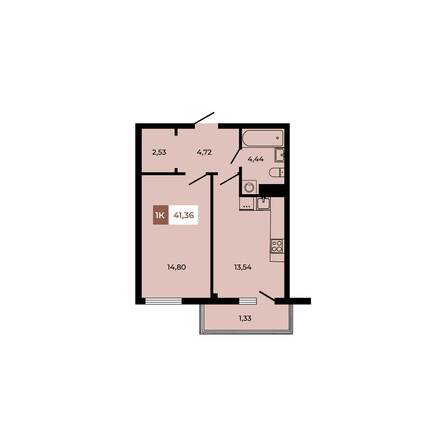 Планировка 1-комн 41,36 м²