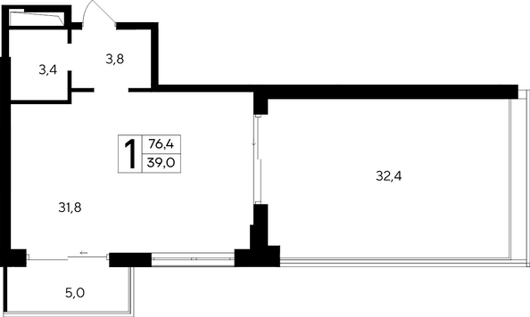 Планировка Апартамент 76,4 м²
