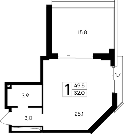 Планировка Апартамент 49,5 м²