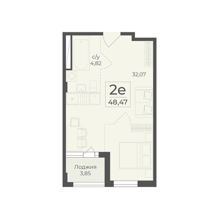 Планировка 2-комн 48,47 м²
