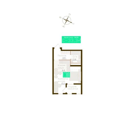 Планировка Студия 31,5 м²