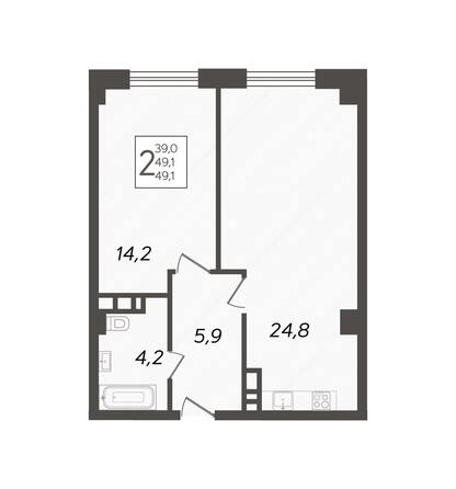 Планировка 2-комн 49,1 м²