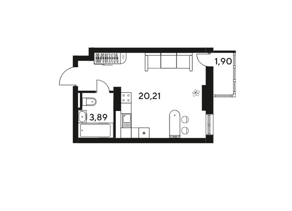 Планировка Студия 27,16 м²