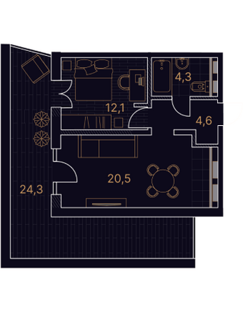 Планировка 2-комн 65,8 м²