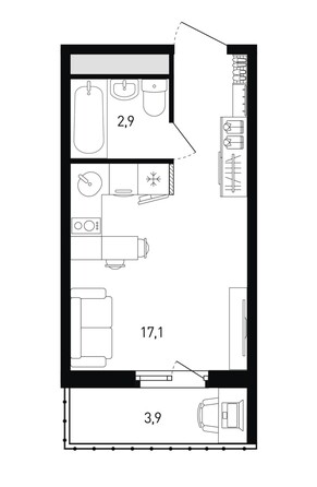 Планировка Студия 21,2 м²