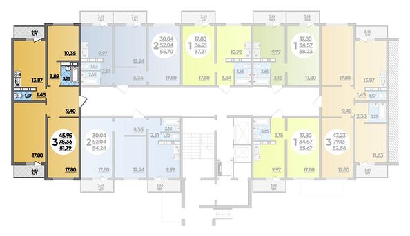Планировка 3-комн 81,79 м²
