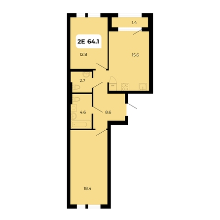 Планировка 2-комн 64,1 м²