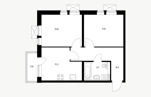 Планировка 2-комн 48,2 м²