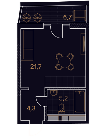 Планировка 1-комн 37,9 м²