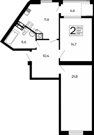 Планировка 2-комн 68,7 м²
