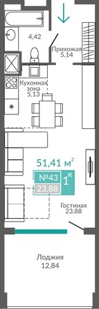 Планировка Номер 51,41 м²