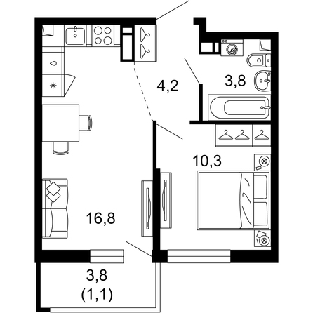 Планировка 1-комн 36,2 м²