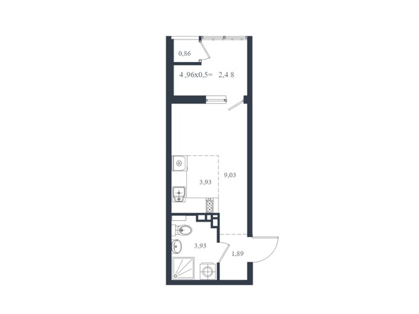 Планировка Студия 21,96 - 22,24 м²