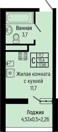 Планировка Студия 17,66 м²