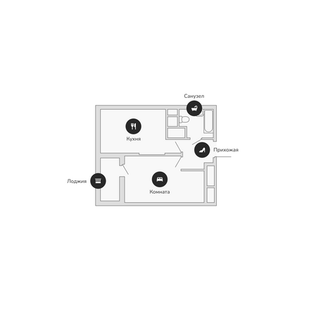 Планировка 1-комн 40,35 м²