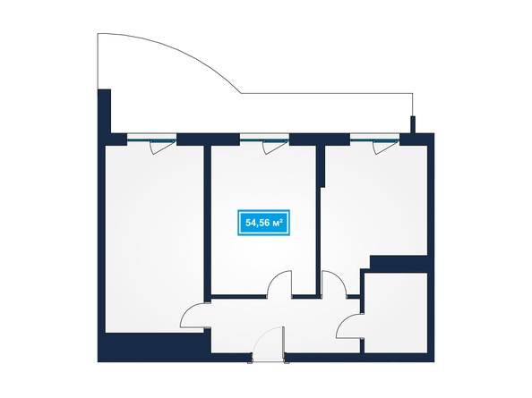 Планировка 3-комн 54,56 м²