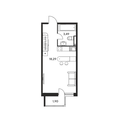 Планировка Студия 24,36 м²