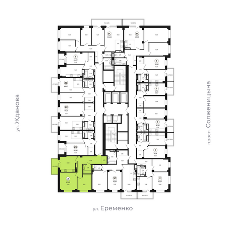 Планировка 2-комн 66,75 - 67,59 м²