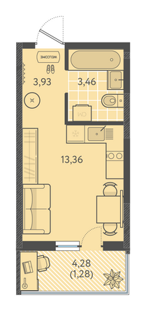 Планировка Студия 21,5 - 22,8 м²