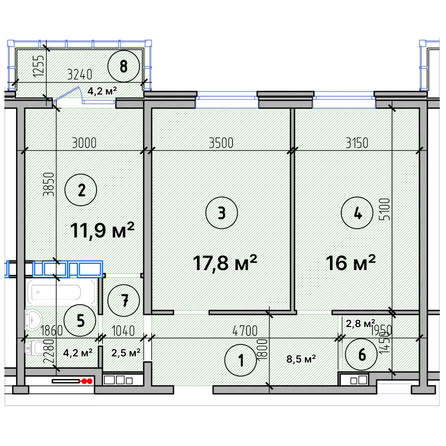 Планировка 2-комн 67,9 м²