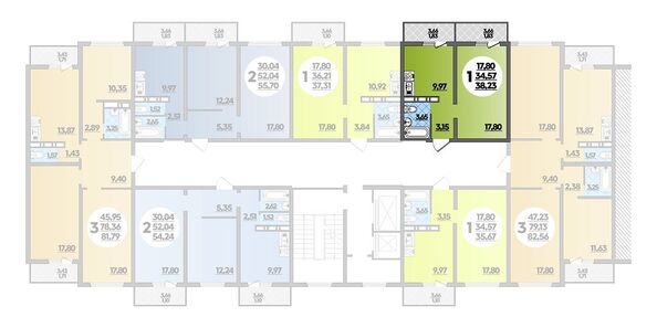 Планировка 1-комн 38,23 м²