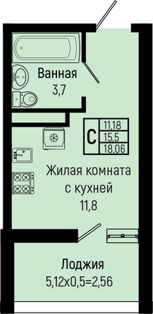 Планировка Студия 18,06 м²