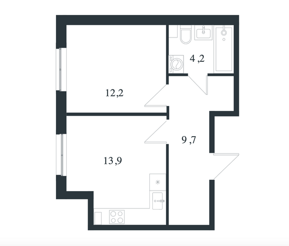 Планировка 1-комн 40 м²