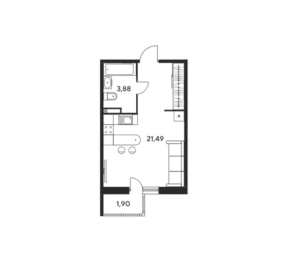 Планировка Студия 27,23 м²