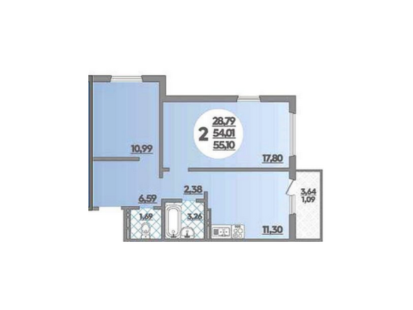 Планировка 2-комн 55,1 м²