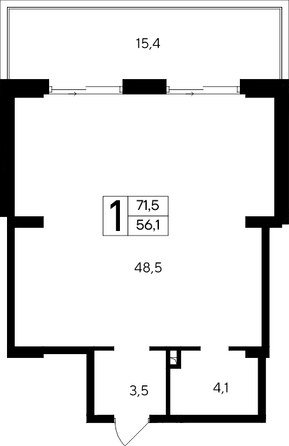 Планировка Апартамент 71,5 м²