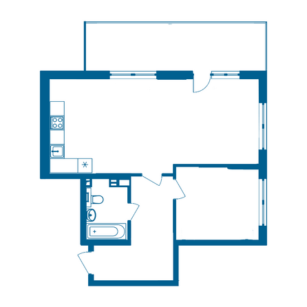 Планировка 2-комн 74,58 м²