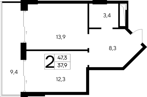 Планировка Апартамент 47,3 м²