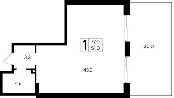 Планировка Апартамент 77 м²