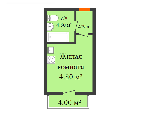 Планировка Студия 25,5 м²