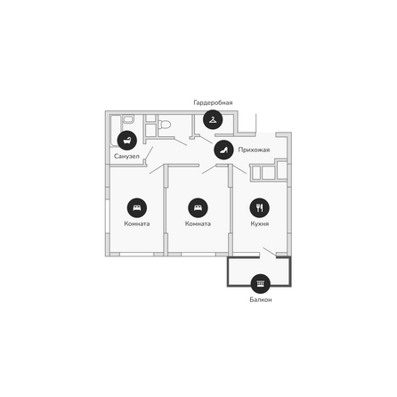 Планировка 2-комн 60,46 м²