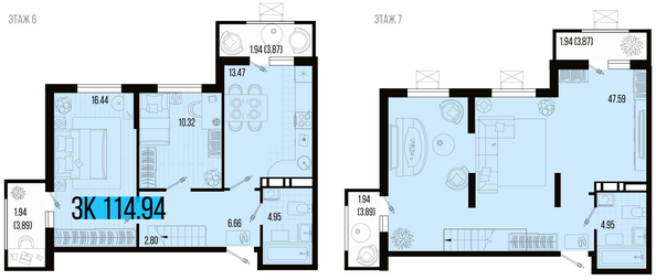 Планировка 3-комн 114,94 м²