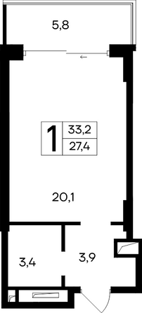 Планировка Апартамент 33,2 м²