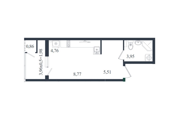 Планировка Студия 22,25 - 22,72 м²