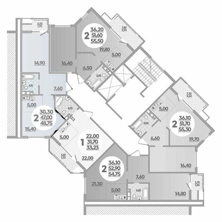 Типовой план этажа 3 подъезд