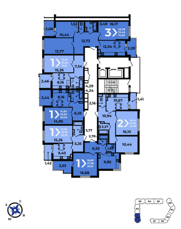 План 3-17 этажа 1 подъезд