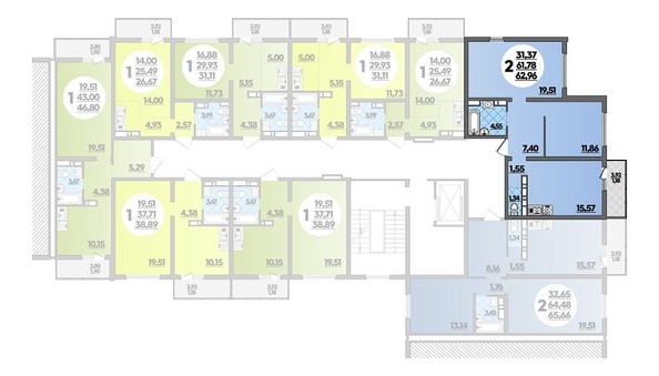 
   Продам 2-комнатную, 62.96 м², Предгорье ЛАГО-НАКИ, литера 1

. Фото 1.