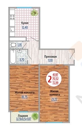 
   Продам 2-комнатную, 70.6 м², Солнечная ул, 55к22

. Фото 18.