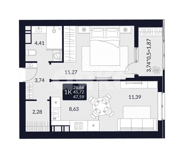 
   Продам 1-комнатную, 47.6 м², Лесная (Восход тер. СНТ) ул, 1

. Фото 8.