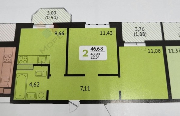
   Продам 2-комнатную, 46.7 м², Красных Партизан ул, 1/4 к16

. Фото 9.