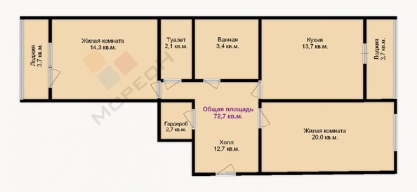 
   Продам 2-комнатную, 68.9 м², 9-го Мая ул, 48/1к1

. Фото 11.