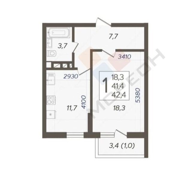 
   Продам 1-комнатную, 41.4 м², Валерия Гассия ул, 4/7лит2

. Фото 25.