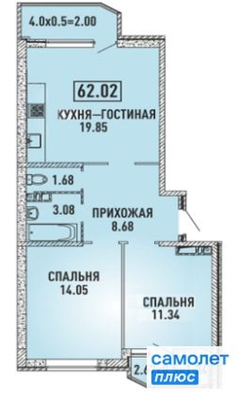 
   Продам 2-комнатную, 64 м², Героя Георгия Бочарникова ул, 8/2

. Фото 12.